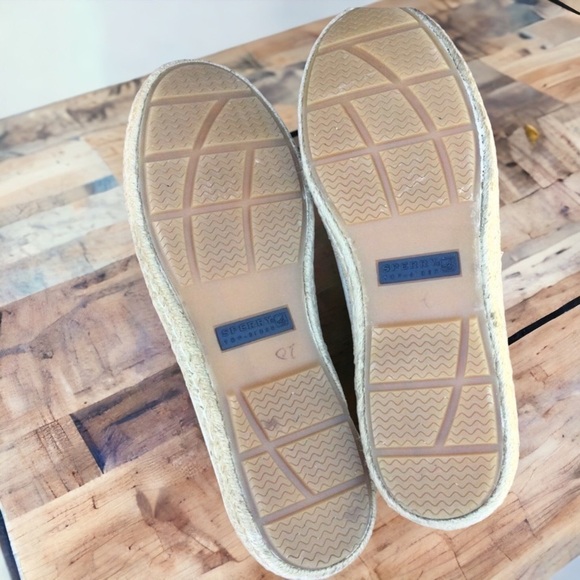 SPERRY Top Sider Slip On Loafer Natural Canvas Deck Shoes 7.5 - Picture 7 of 10